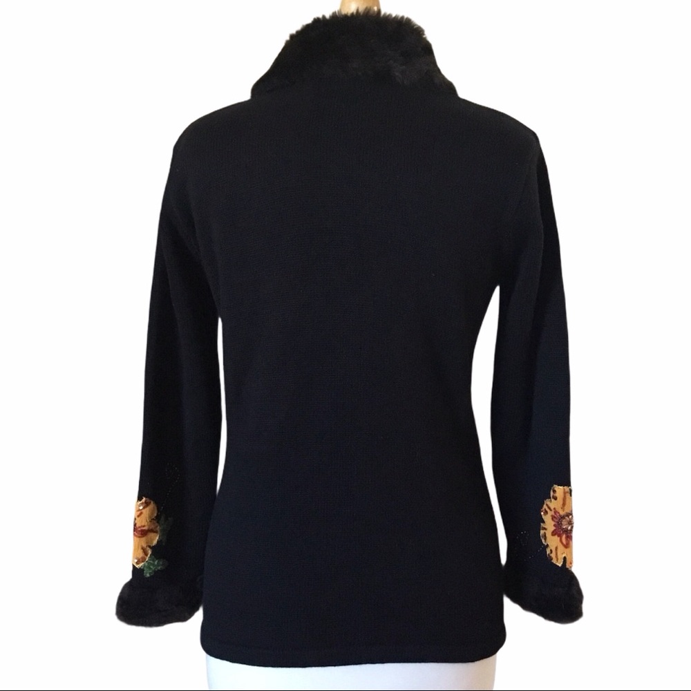 Vintage Storybook Knits Embroidered Beaded Sweater FLAWED - Picture 3 of 16